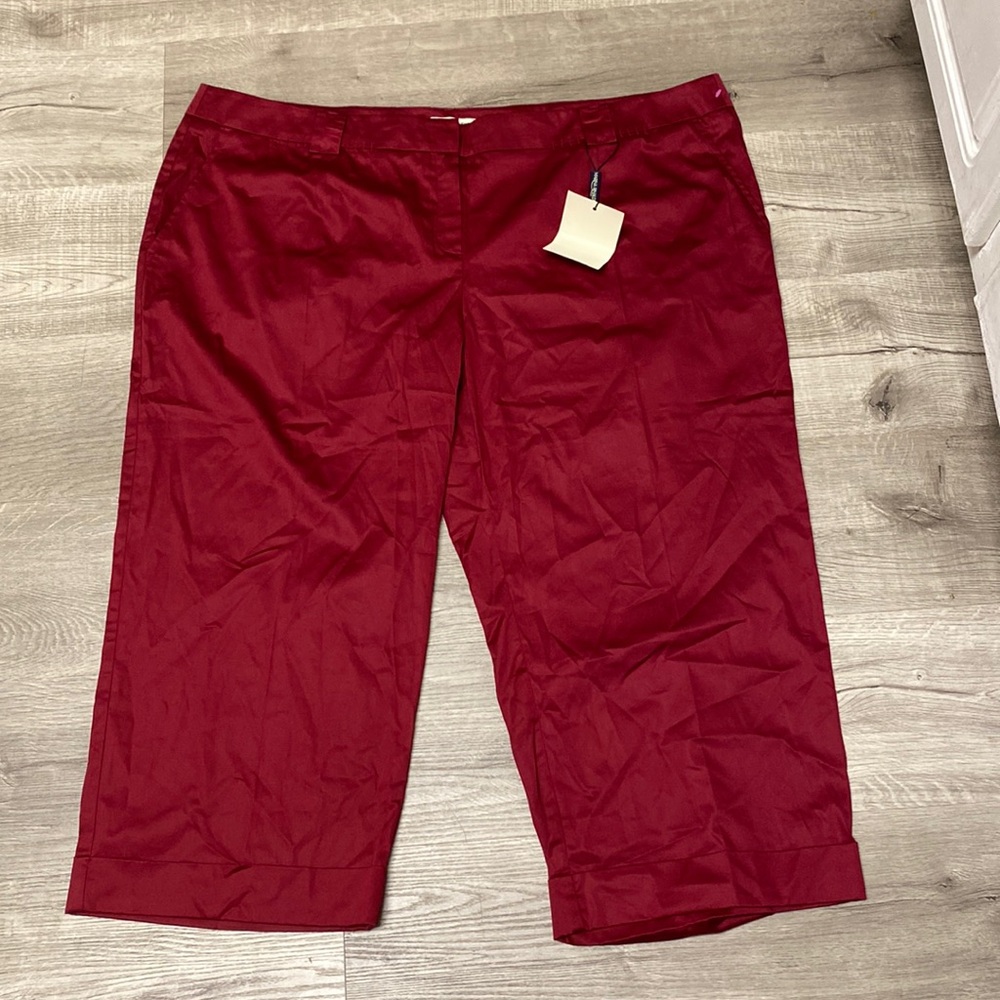 Marina Rinaldi Red Cotton Capris Pant